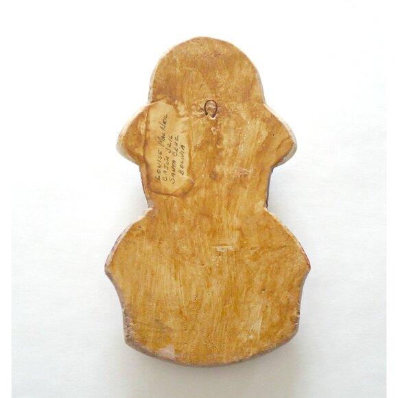 Vintage Bolivia Woman Wall Plaque Chalk Ware Signed by Artist 1960's - Picture 3 of 4